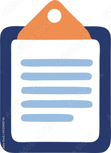 Simple illustrated clipboard with notes and a hole punch