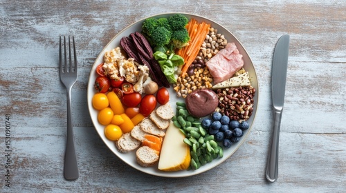 Colorful plate of healthy food