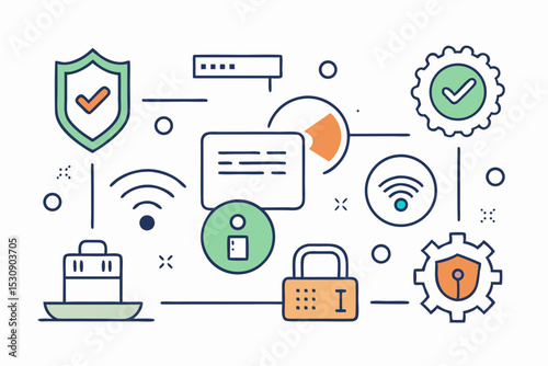 vector icon set wireless signal line art