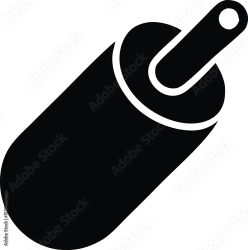 Black and white icon of a rolling pin for baking and cooking