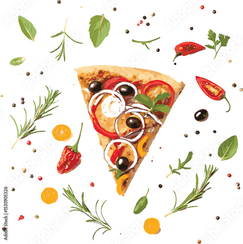 Seamless pattern of Italian pizzas with fresh tomato, basil, and cheese