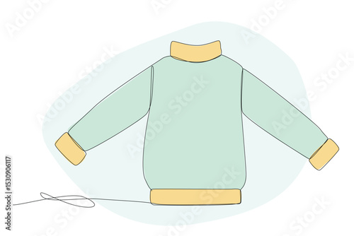 Line Art Ugly Sweater Illustration. Winter Holiday Celebration Vacation Rest Theme. Family Greeting Christmas and New Year card Design Element. One Continuous Outline Curve Wavy Icon.