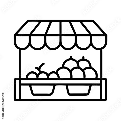 Market stall showcasing fresh produce with colorful fruits outside  