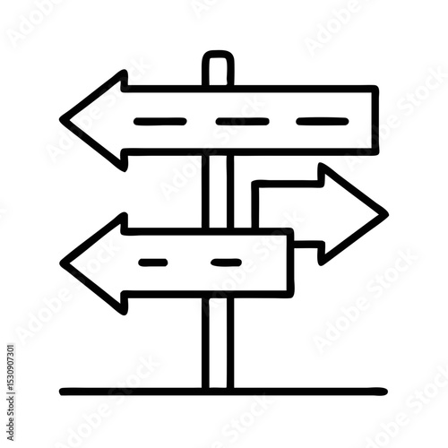 Directional wooden street signs at intersection in urban space  