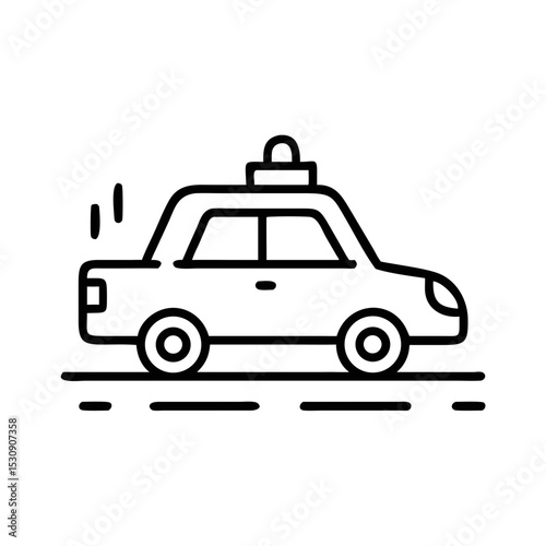 Taxi driving along a busy avenue in urban space concept  