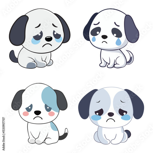 set of sad puppies vector