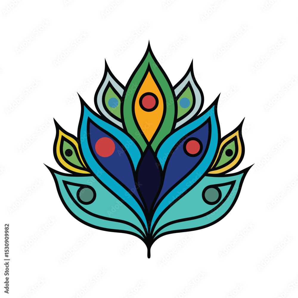 Fototapeta premium stylized peacock feather pattern on white background