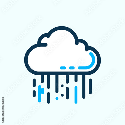 Simple illustration of a cloud with rain on a light background