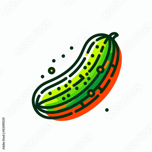Playful illustration of a cucumber with vibrant colors on a light background