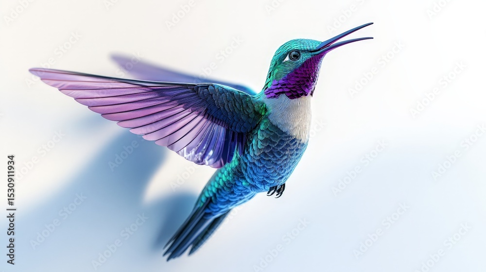 Fototapeta premium Vibrant Hummingbird in 3D Light and Shadow