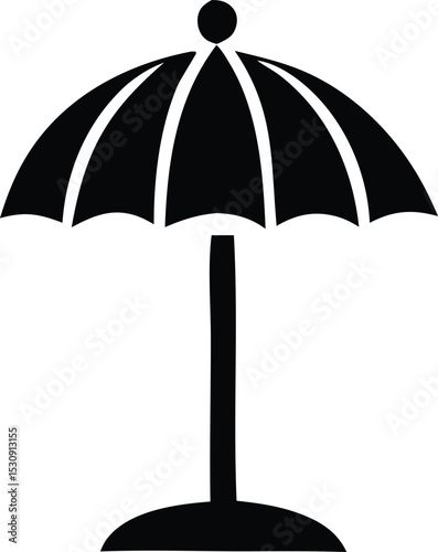 Simple black and white illustration of a beach umbrella