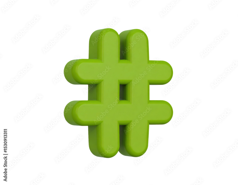 Fototapeta premium 3D Hashtag Icon Representing Social Media Symbol, Digital Communication, and Trending Topics Isolated on White Background