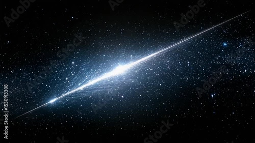 Bright meteor streaks across a starry night sky