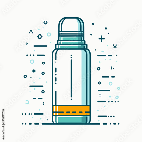 Stylized illustration of a thermos with a modern design on a light background