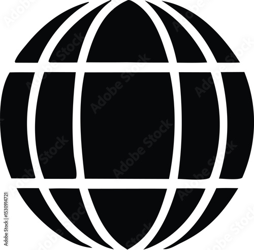 Simple black and white globe icon representing global connectivity and international reach