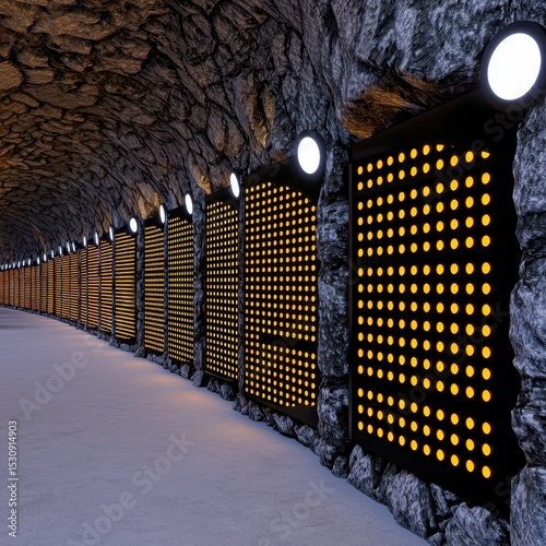 Futuristic Illuminated Tunnel with Abstract Panels