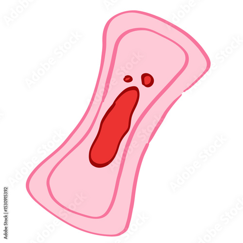 serviette hygiénique rose avec sang flux léger