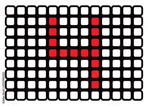 illustration of a digital number in the form of a red box surrounded by a white box with a black border. digital number