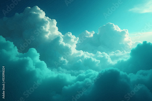 Stunning Teal Cloudscape Design Perfect for Branding Projects Logos and Website Backgrounds Offering a Serene and Dreamlike Atmosphere