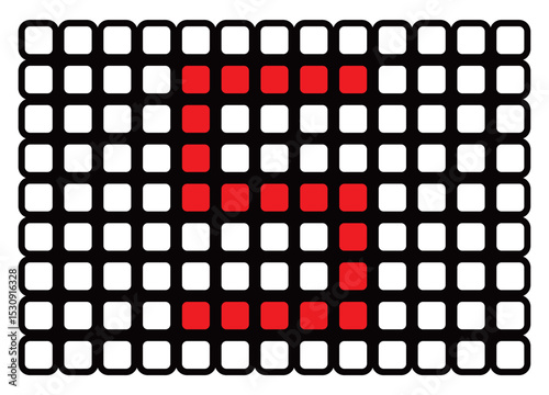 illustration of a digital number in the form of a red box surrounded by a white box with a black border. digital number