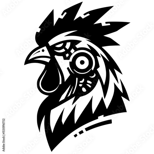 Silhouette of a rooster robot