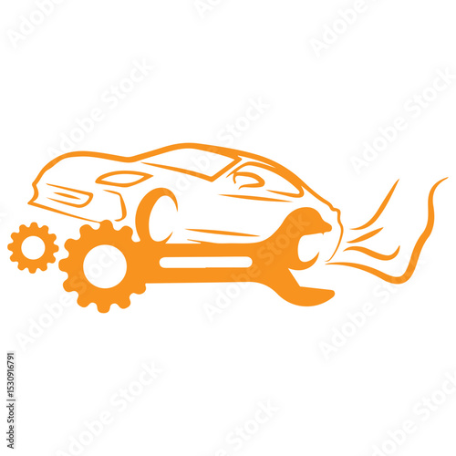 Yellow Car Mechanic Automotive repair illustration