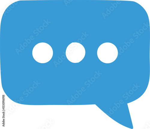 A simple blue speech bubble with three white dots indicating a message or notification