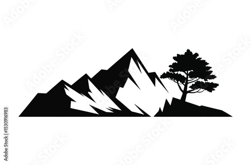Mountain landscape vector with trees

