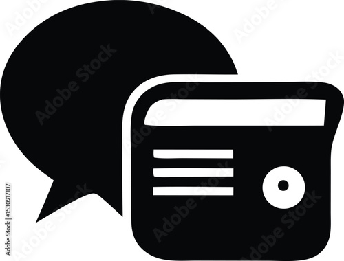 Communication and news bulletin icon a black and white graphic representation