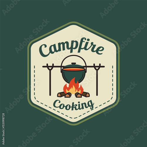 Abstract cartoon vector illustration badge campfire design element
