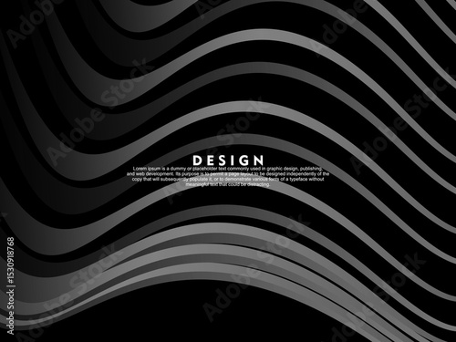 Black background vector luxury invitation card. Elegant wavy lines pattern on black background. Premium design illustration for wedding, vip cover template, grand opening, flyer, etc.