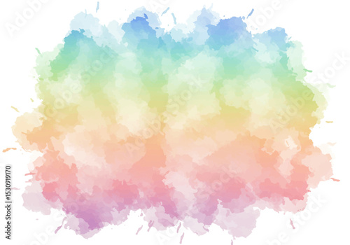 Pastel Rainbow Watercolor Splash Background Design perfect for branding projects, logo creation, and website design elements, offering a vibrant and scalable graphic resource.