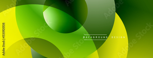 Abstract green yellow background. Overlapping circles create dynamic visual effect. Modern design element for banners, presentations.