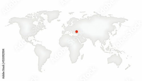 World Map Highlighting Geographic Location