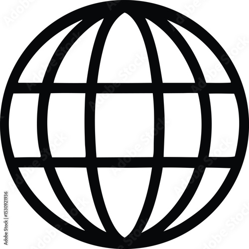 Simple black and white globe icon representing global connectivity and international reach