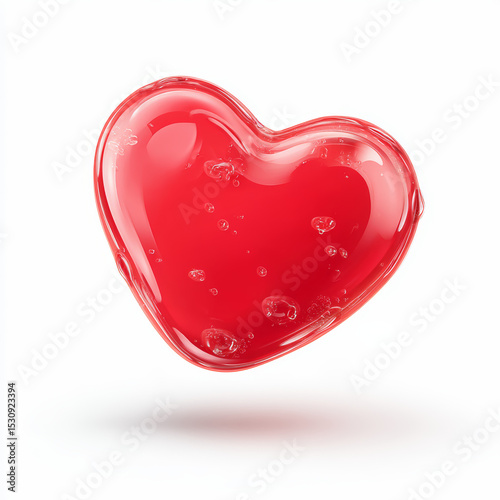 Glossy Red Heart-Shaped Bubble with Unique Surface Texture