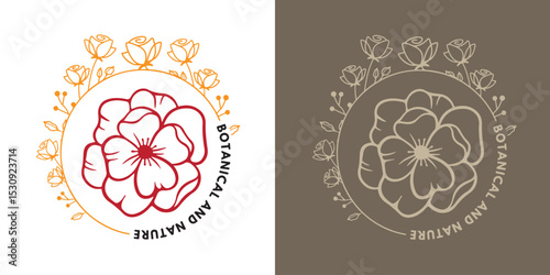 Vintage plant logo with natural leaves for eco-friendly business branding