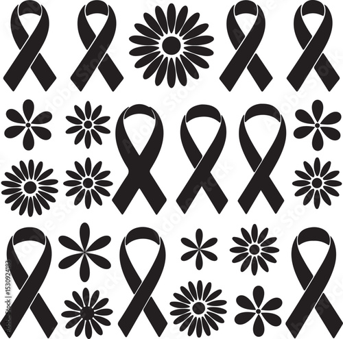 Pink Ribbon Women's Health Awareness Vectors.