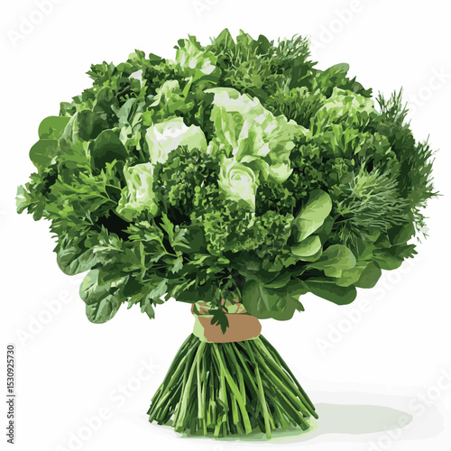 vitamin bouquet with greens spinach, dill, parsley
