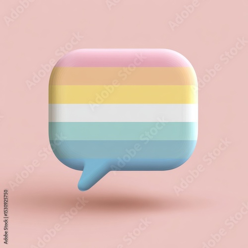 pride flag inside speech bubble icon, minimal vector style, clean pastel tone, for social content and mobile UI