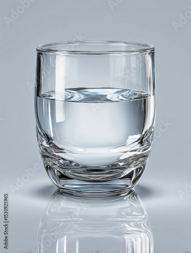 Clear Glass Cup Filled with Fresh Water Isolated on Light Background