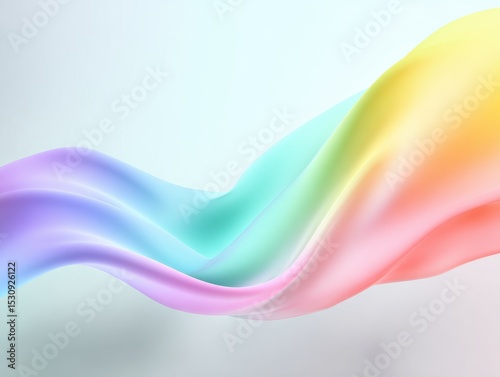 soft wave of rainbow colors flowing across white background, subtle shadow