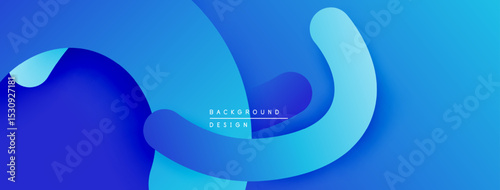 Abstract blue layers create dynamic flow. Smooth shapes overlap, forming modern background design. Gradient shades add depth.