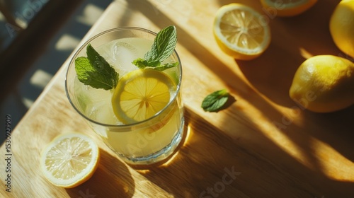 Refreshing lemonade with mint