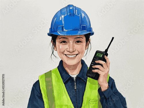 Frequency Shift Women use radios for work isolated watercolor vector illustration svg