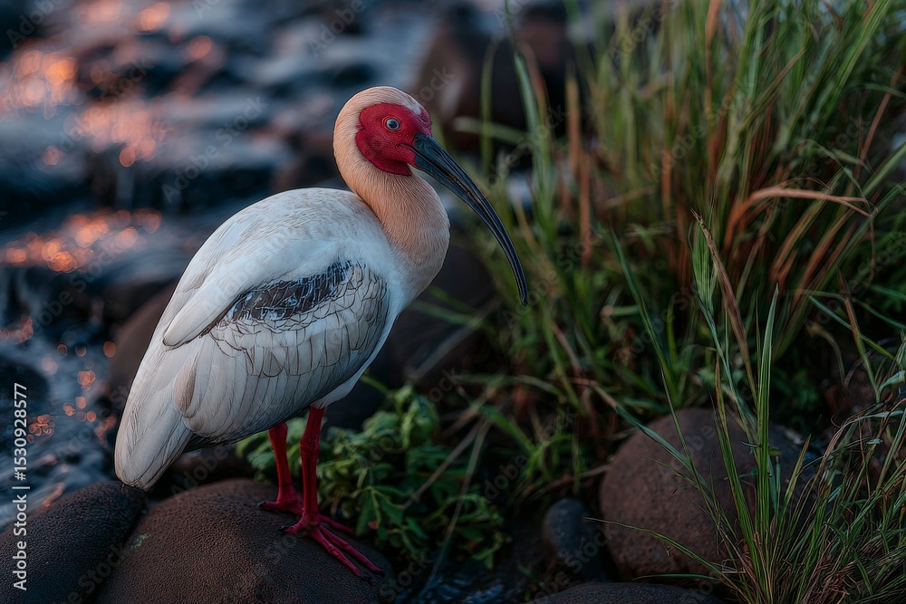 Fototapeta premium This image shows a Buff-necked Ibis from the side as it walks on the ground in the Pantanal Wetlands, Mato Grosso, Brazil