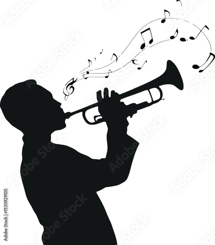 Vector logo trumpet, trumpet icon, trumpet player, Esport vector logo music silhouette, brass instrument art, jazz musician style

