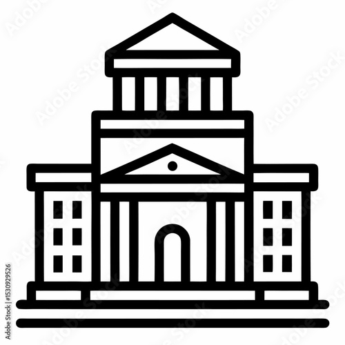 Classic Building Architecture Vector Icon Outline Design for Construction, Real Estate, and Urban Planning Projects