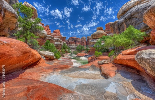The national park features vibrant mountains set against the sky and lush grass photo