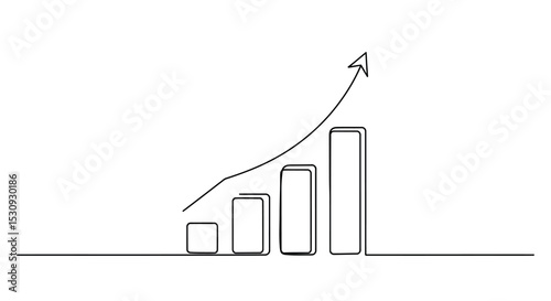 Growth Chart One Line Art - Continuous Line Drawing Vector